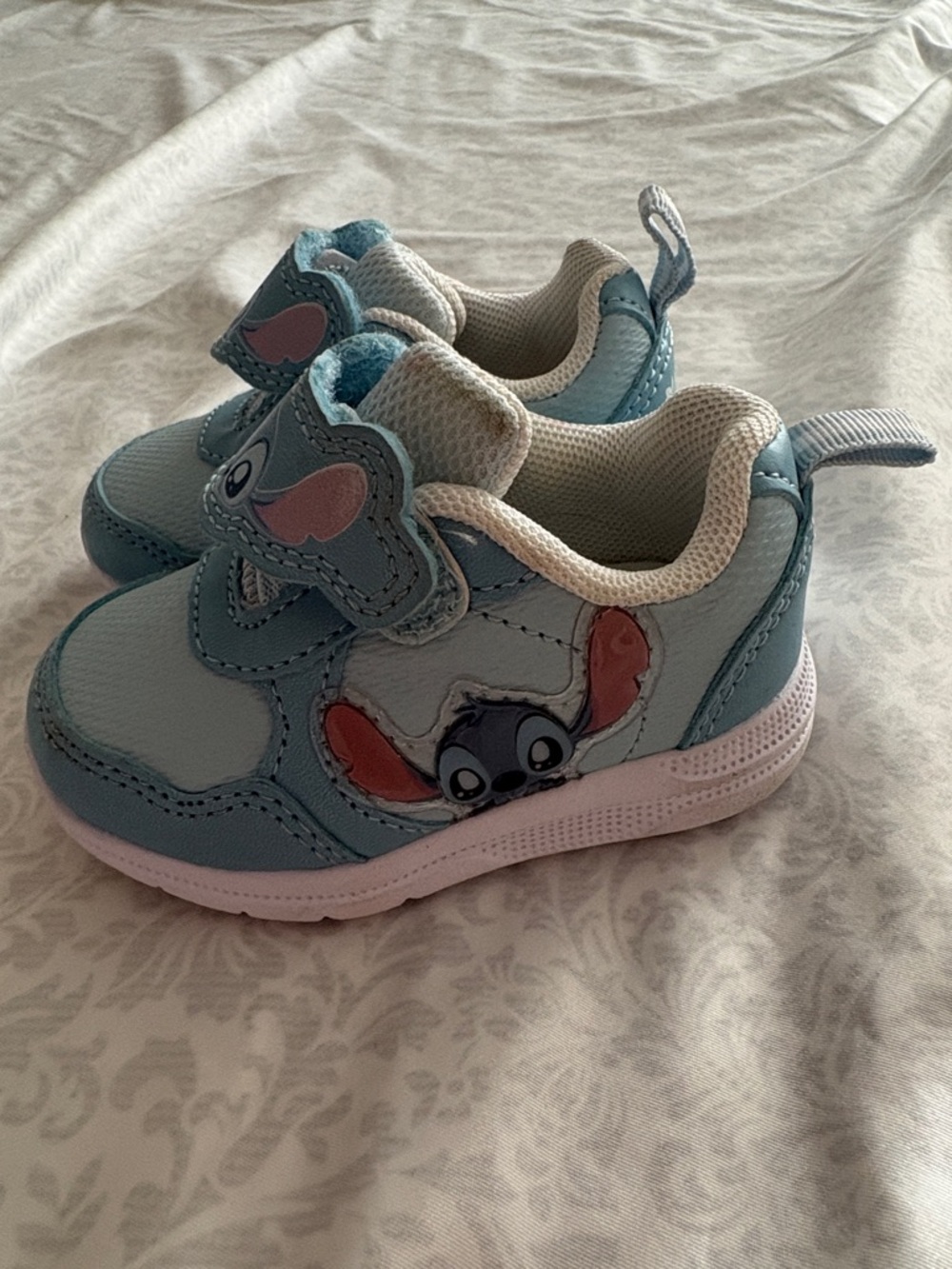 Stitch Disney Light Blue Sneakers with Hook-and-Loop Strap